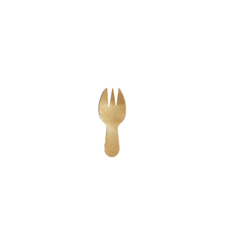 Posata finger food forchetta-cucchiaio legno di betulla 6 cm biodegradabile | Crovegli