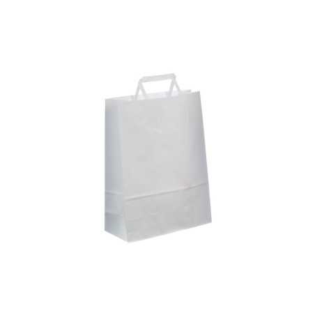 Borsa carta bianca manico piattino 26+11x35 cm | Crovegli