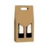 Cestello portabottiglia kraft avana 2 bottiglie 27x9x38 cm finestra apribile | Crovegli