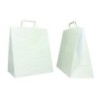 Borsa carta bianca manico piatto take-away 28+17x32 | Crovegli