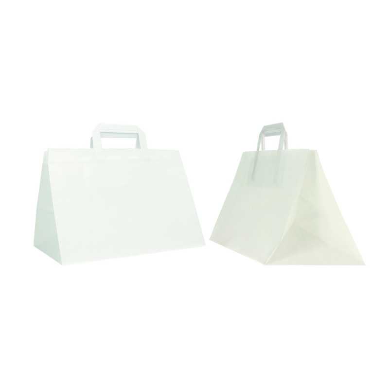 Borsa carta bianca manico piatto Flat XLarge 32+22x24 | Crovegli