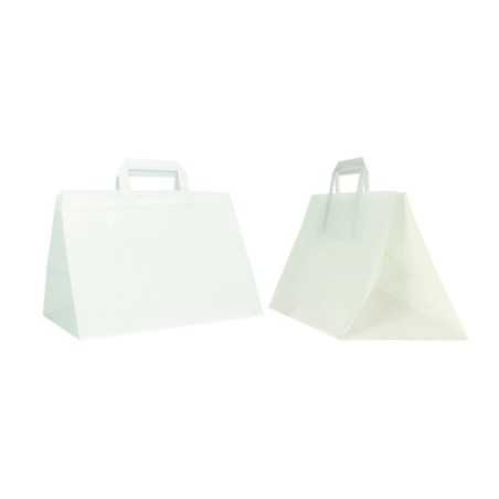 Borsa carta bianca manico piatto Flat XLarge 32+22x24 | Crovegli